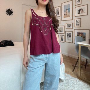 Red Bohemian Sequined Top S
